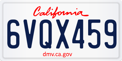 CA license plate 6VQX459