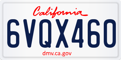 CA license plate 6VQX460