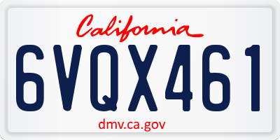 CA license plate 6VQX461