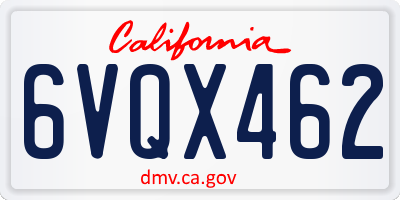 CA license plate 6VQX462