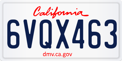 CA license plate 6VQX463