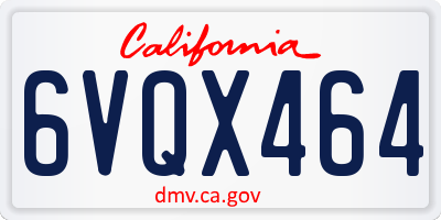 CA license plate 6VQX464