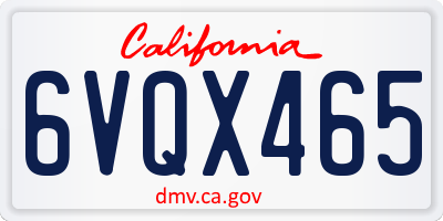 CA license plate 6VQX465