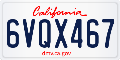 CA license plate 6VQX467