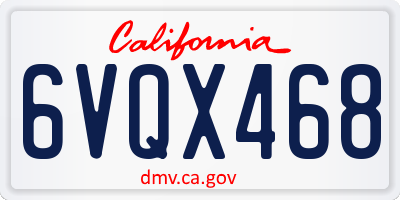 CA license plate 6VQX468