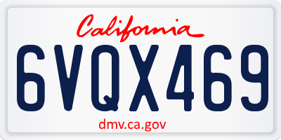 CA license plate 6VQX469