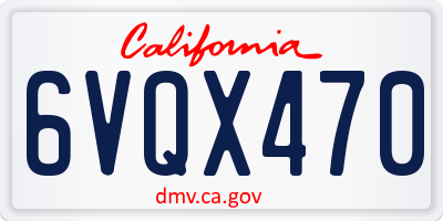 CA license plate 6VQX470