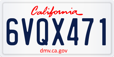 CA license plate 6VQX471