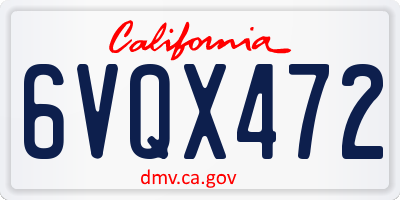 CA license plate 6VQX472