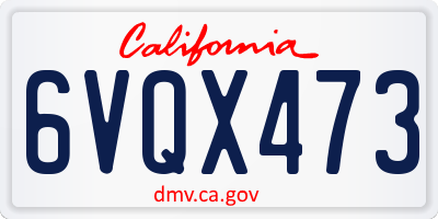 CA license plate 6VQX473