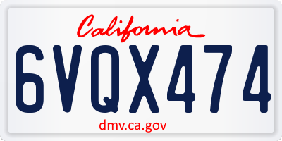 CA license plate 6VQX474