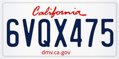 CA license plate 6VQX475
