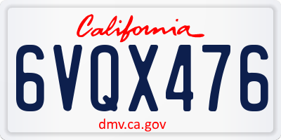 CA license plate 6VQX476