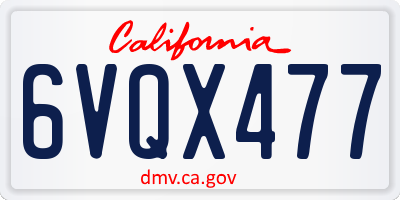 CA license plate 6VQX477