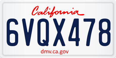 CA license plate 6VQX478
