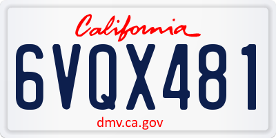 CA license plate 6VQX481