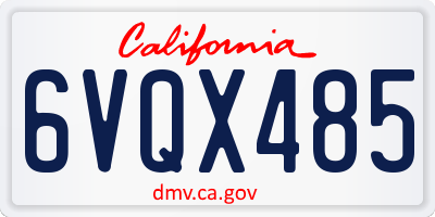 CA license plate 6VQX485
