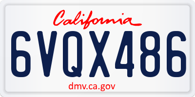 CA license plate 6VQX486