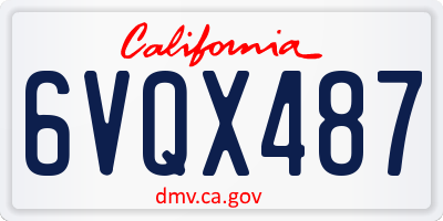 CA license plate 6VQX487
