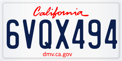 CA license plate 6VQX494