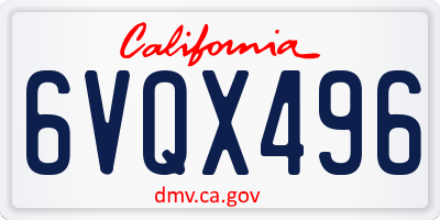 CA license plate 6VQX496