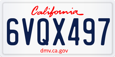 CA license plate 6VQX497