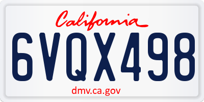 CA license plate 6VQX498