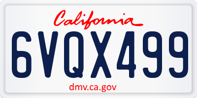 CA license plate 6VQX499