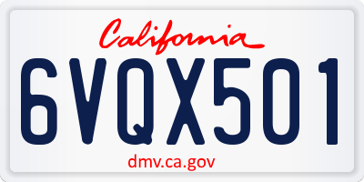 CA license plate 6VQX501