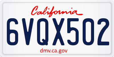 CA license plate 6VQX502