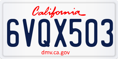 CA license plate 6VQX503