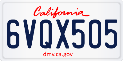 CA license plate 6VQX505