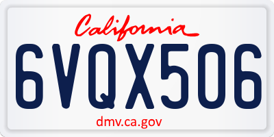 CA license plate 6VQX506