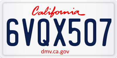 CA license plate 6VQX507