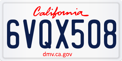 CA license plate 6VQX508