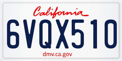 CA license plate 6VQX510