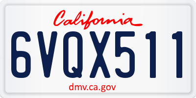 CA license plate 6VQX511