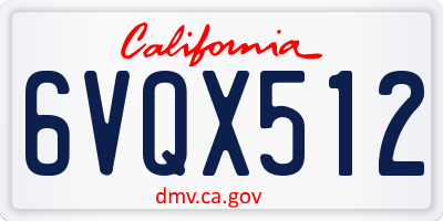 CA license plate 6VQX512