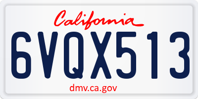 CA license plate 6VQX513