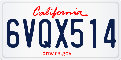 CA license plate 6VQX514
