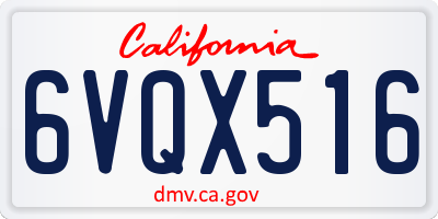 CA license plate 6VQX516