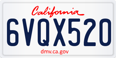 CA license plate 6VQX520
