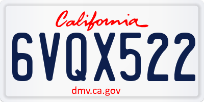CA license plate 6VQX522