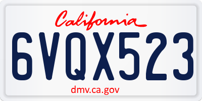CA license plate 6VQX523