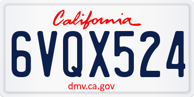 CA license plate 6VQX524
