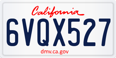 CA license plate 6VQX527