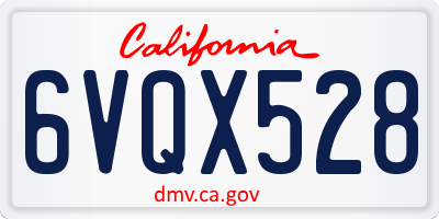 CA license plate 6VQX528