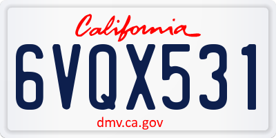 CA license plate 6VQX531