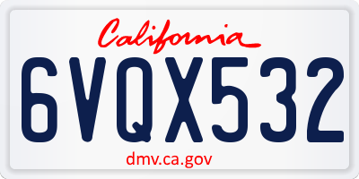 CA license plate 6VQX532
