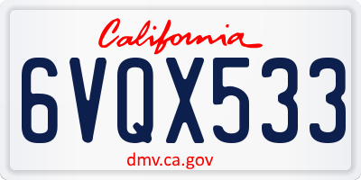 CA license plate 6VQX533